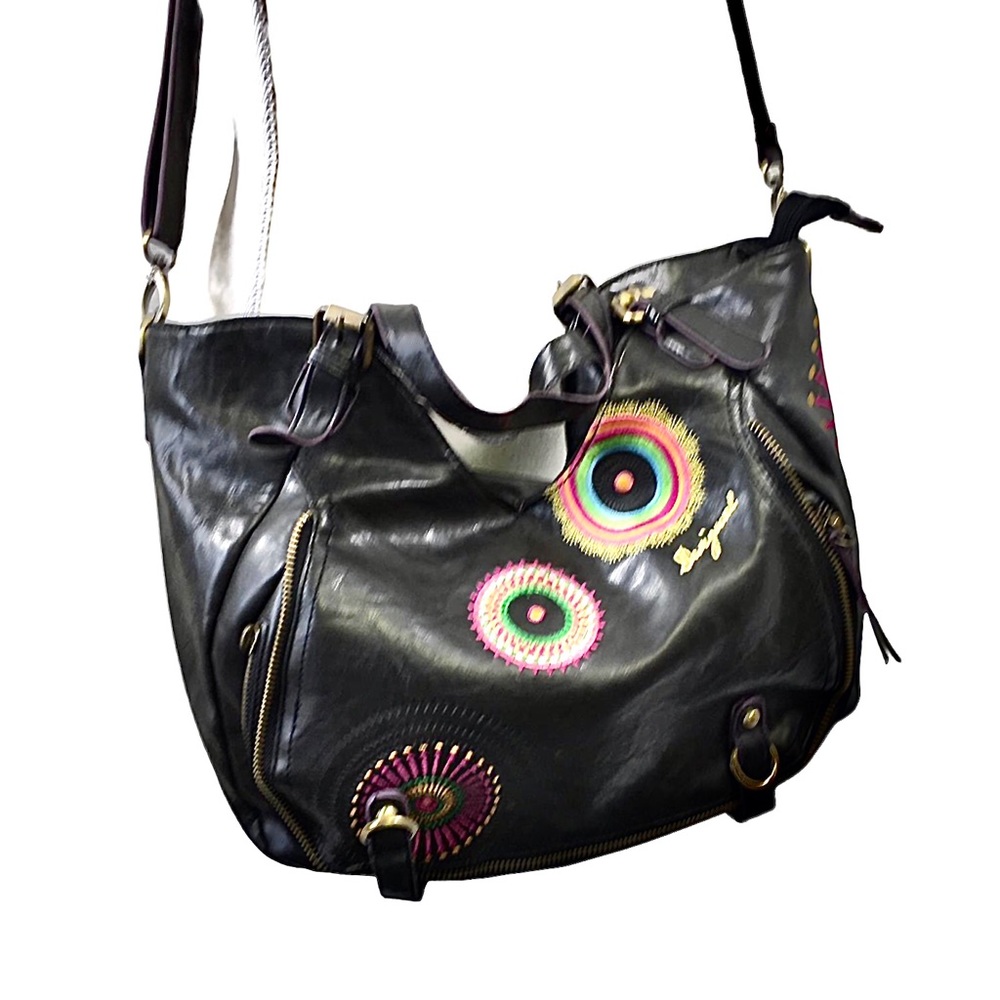 Desigual Black Embroidered Hand Bag